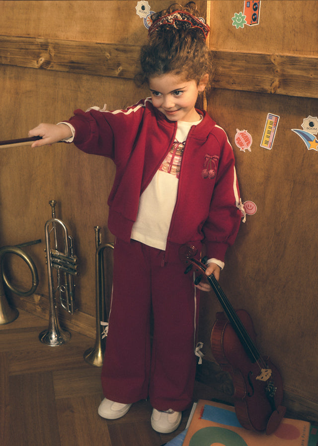 Girl Cherry Bow Tracksuit