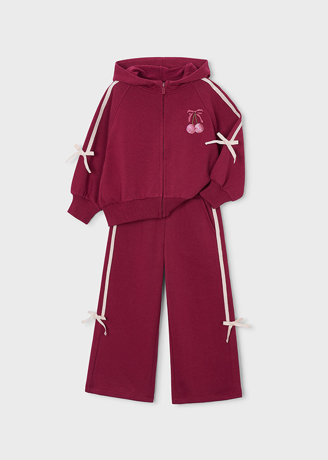 Girl Cherry Bow Tracksuit
