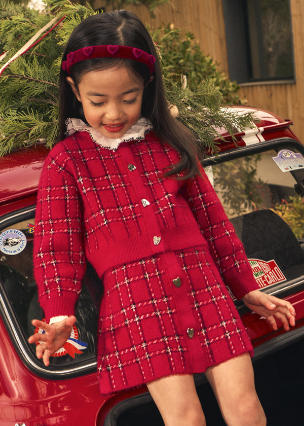 Girl Skirt and Knit Cardigan Set