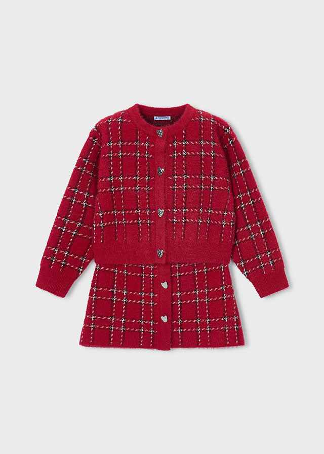 Girl Skirt and Knit Cardigan Set