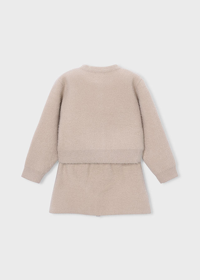 Girls' Knitted Skirt and Cardigan Set