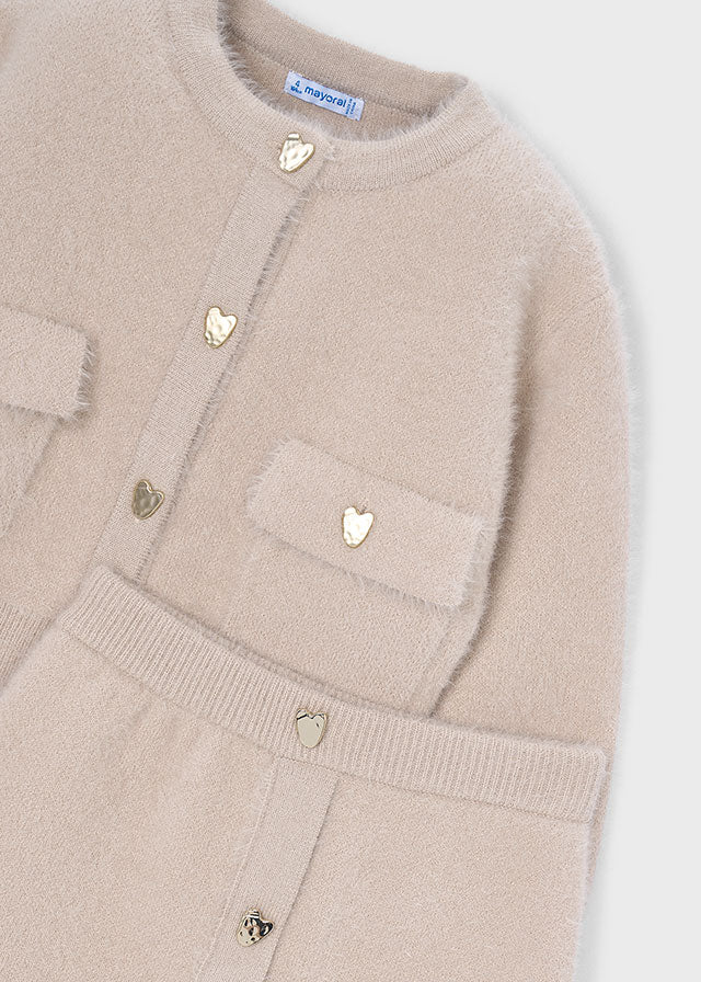 Girls' Knitted Skirt and Cardigan Set