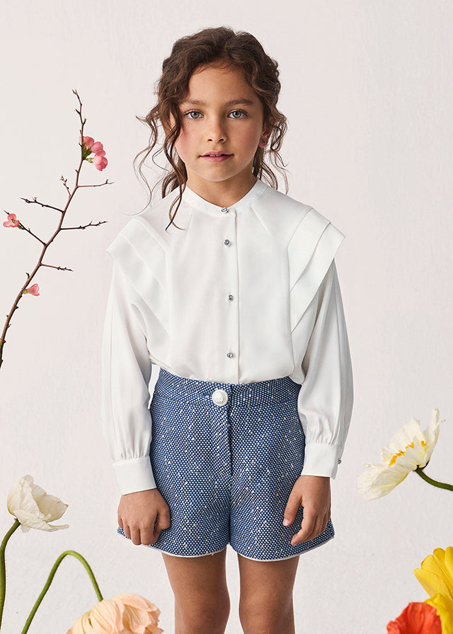 Girl Shimmer Shorts& Blouse Set