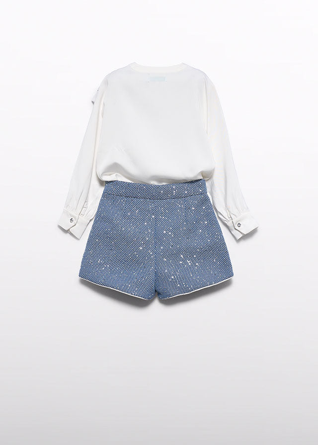 Girl Shimmer Shorts& Blouse Set