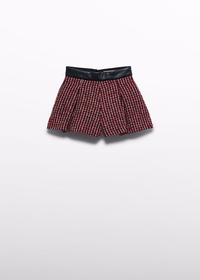 Girl Red Tweed Set Jacket with Pants