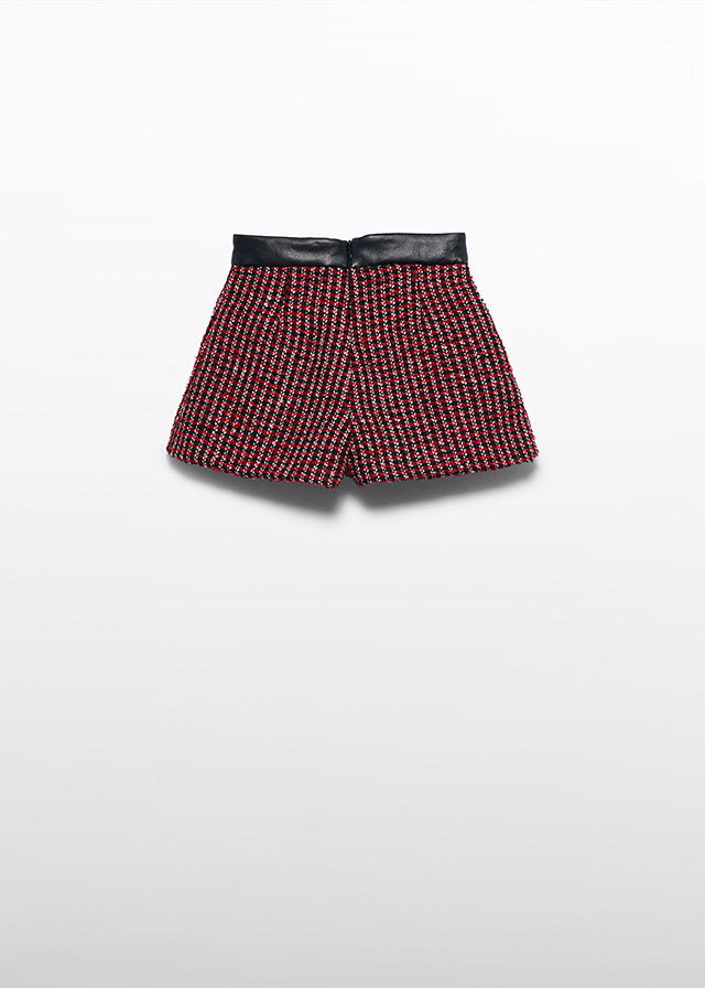 Girl Red Tweed Set Jacket with Pants