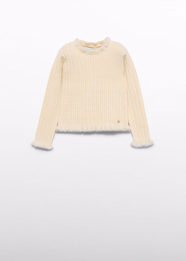 Girl Knit Sweater With Cable Design
