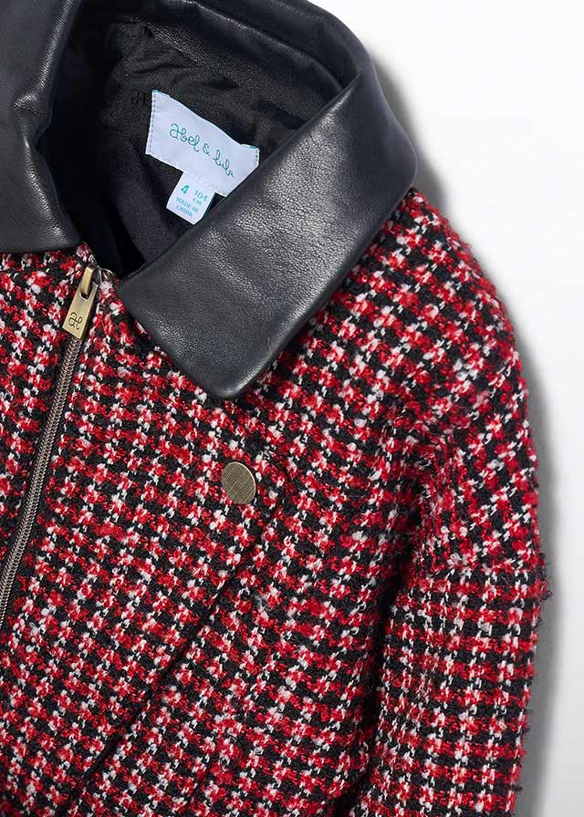 Girl Red Tweed Set Jacket with Pants