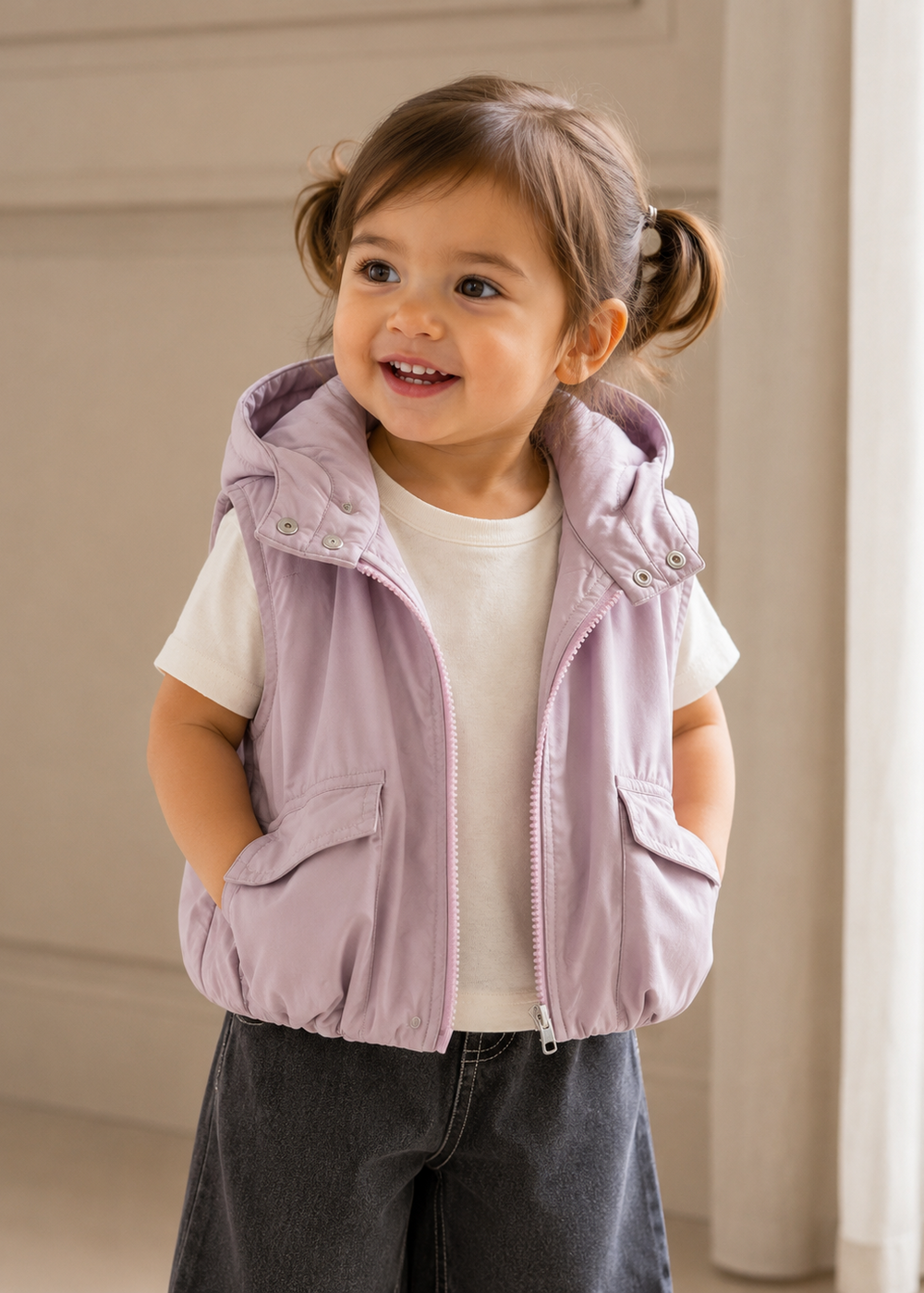 Light Lilac Hooded Vest