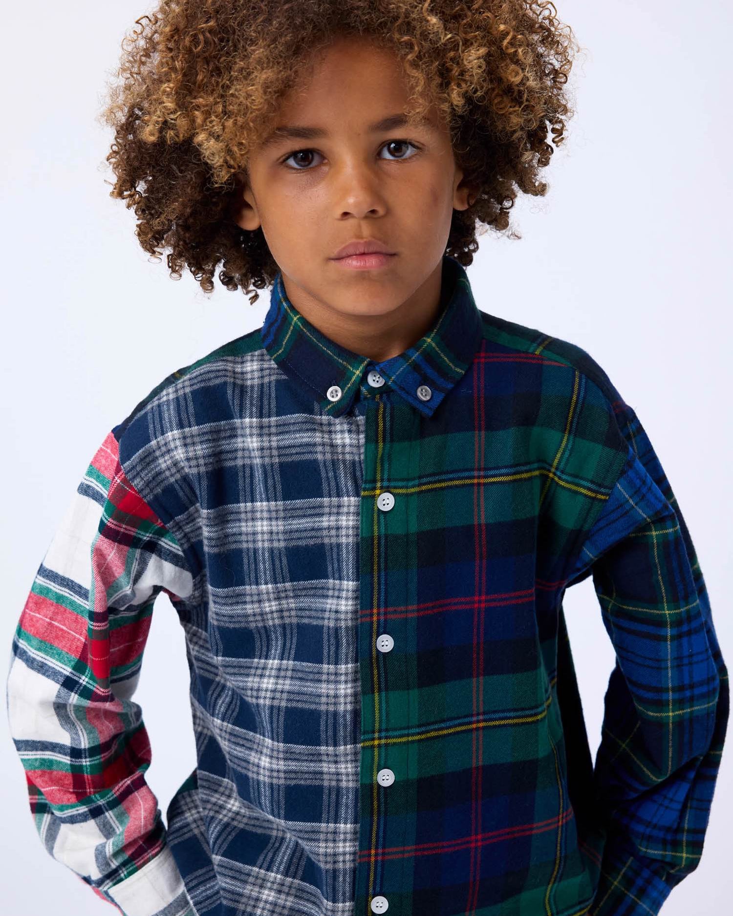 Remon Mixed Plaid Button-Front Shirt