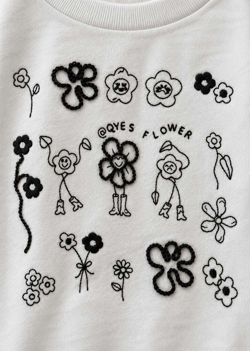 White Floral Graphic L/s Tee