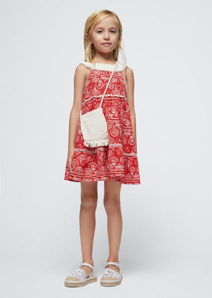 Girls dress with guipure purse