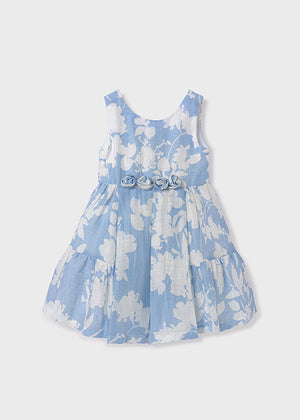 Linen blue dress for girl