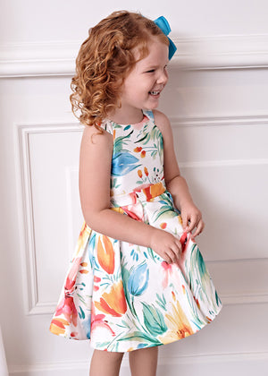 Stamp mikado dress for girl