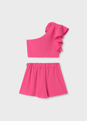 Fluid crepe top&shorts set for girl