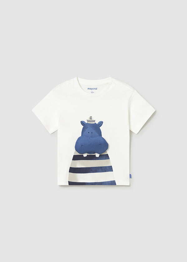 Baby Boy Hippo Applique T-shirt