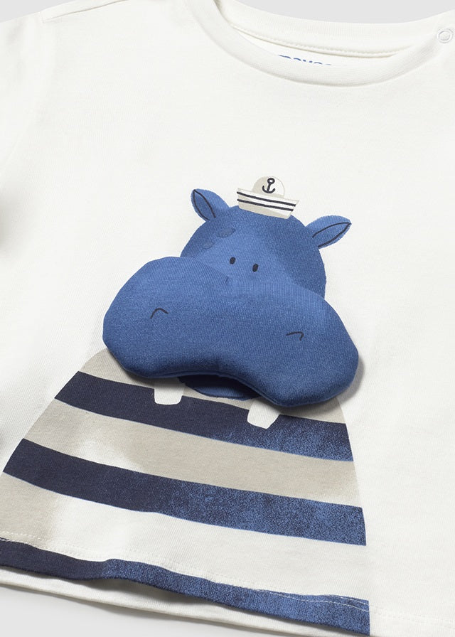 Baby Boy Hippo Applique T-shirt