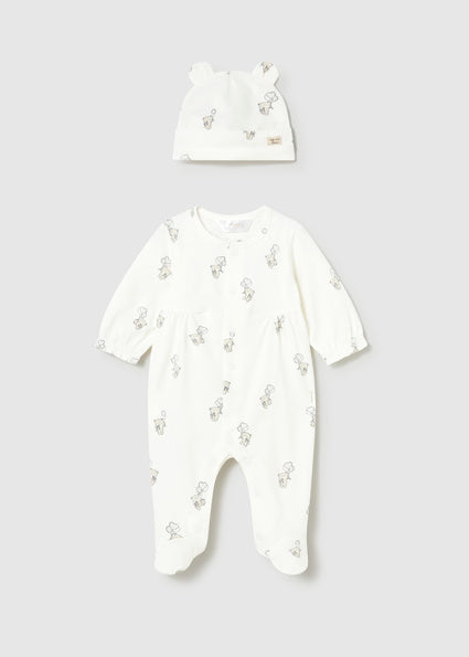 Natural White Footie w Hat