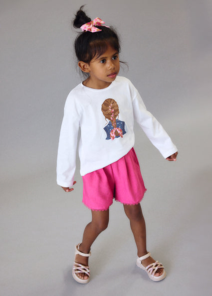 Girl Graphic T-shirt with Hair Tie