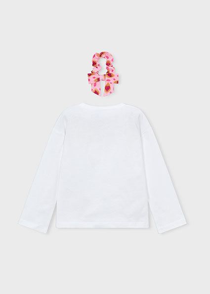 Girl Graphic T-shirt with Hair Tie