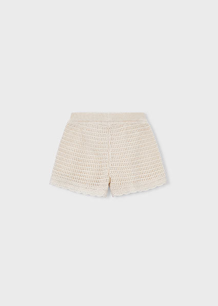 Girls’ Cream Crochet Knit Shorts