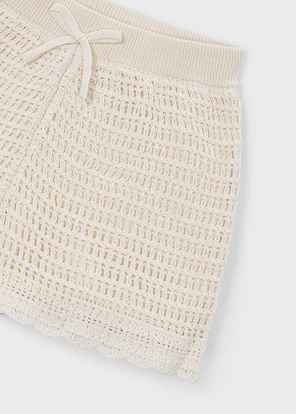 Girls’ Cream Crochet Knit Shorts
