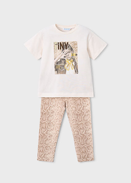 Girl’s Graphic T-shirt and Snakeskin Leggings Set