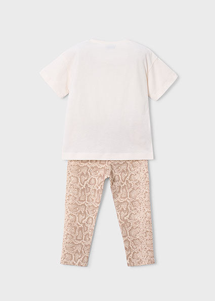 Girl’s Graphic T-shirt and Snakeskin Leggings Set