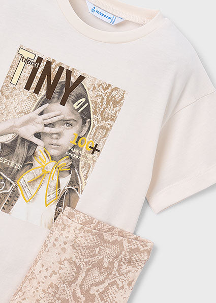 Girl’s Graphic T-shirt and Snakeskin Leggings Set
