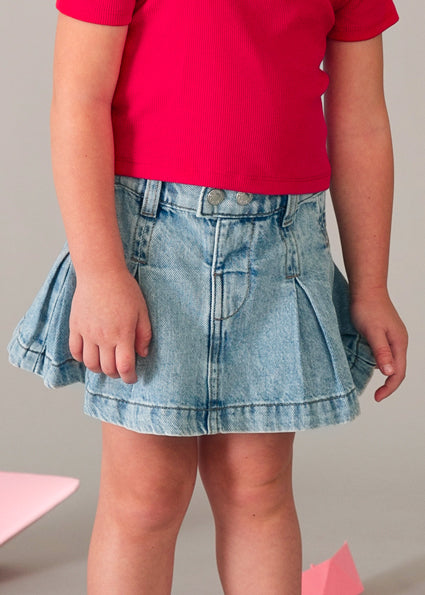 Girl’s Denim Pleated Skort