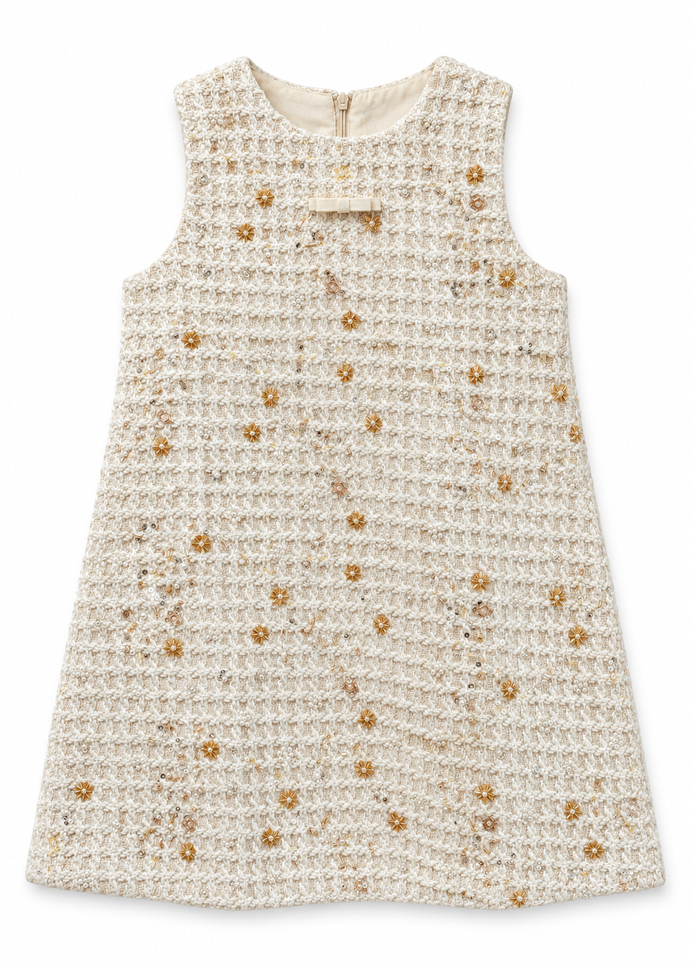 Gold Trim Tweed Jacket & Dress Set