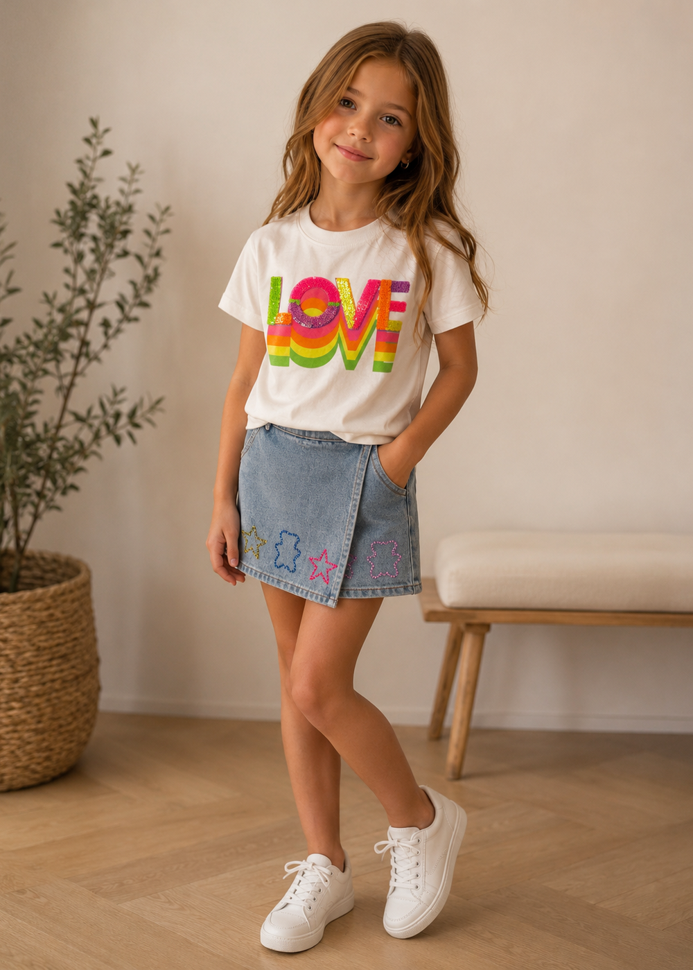 T-shirt w Love Graphic Sequined