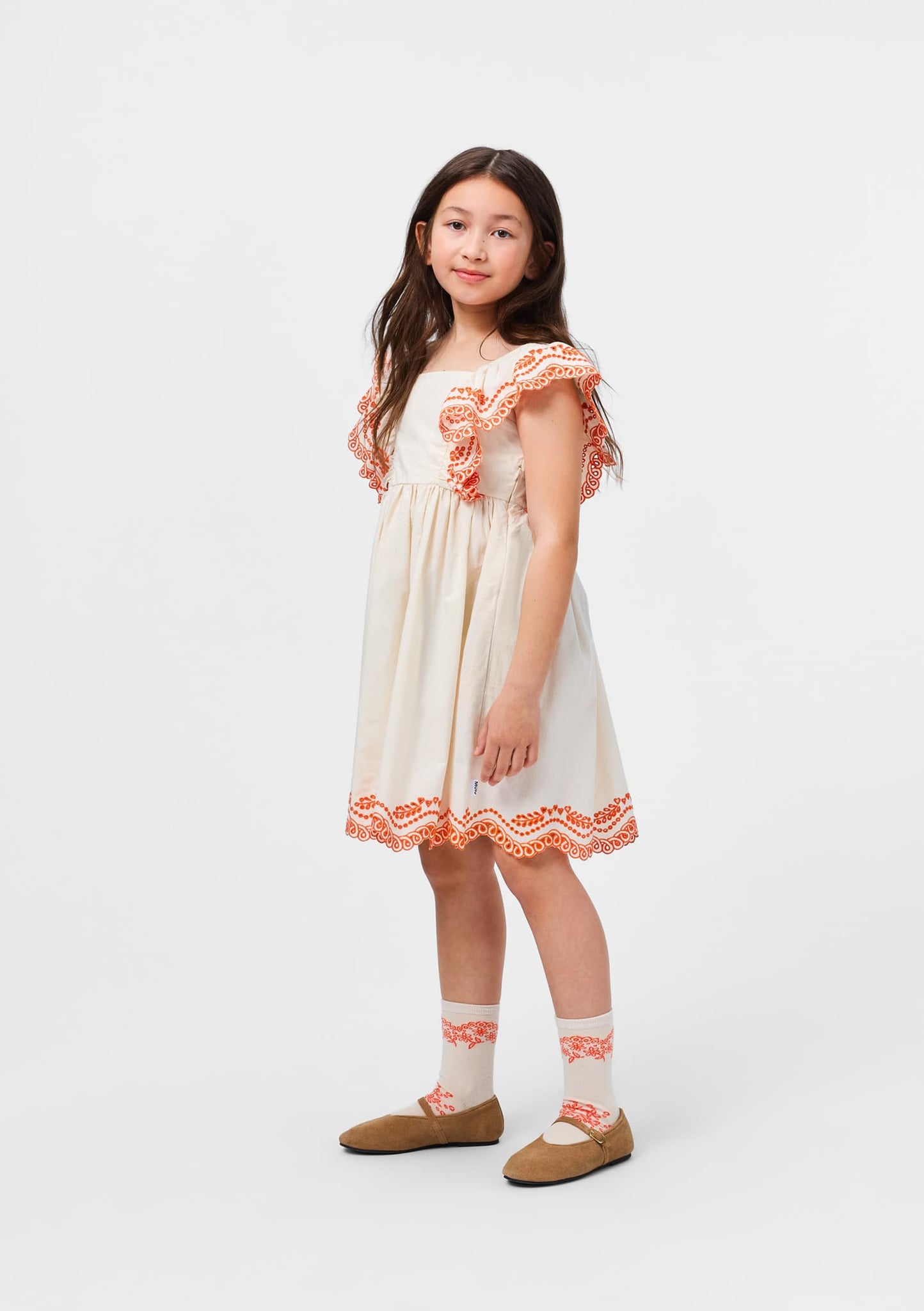 Molo | Ivory Clementine dress for girl with Embroidery - 3 Years Molo | Ivory Clementine dress for girl with Embroidery - 3 Years