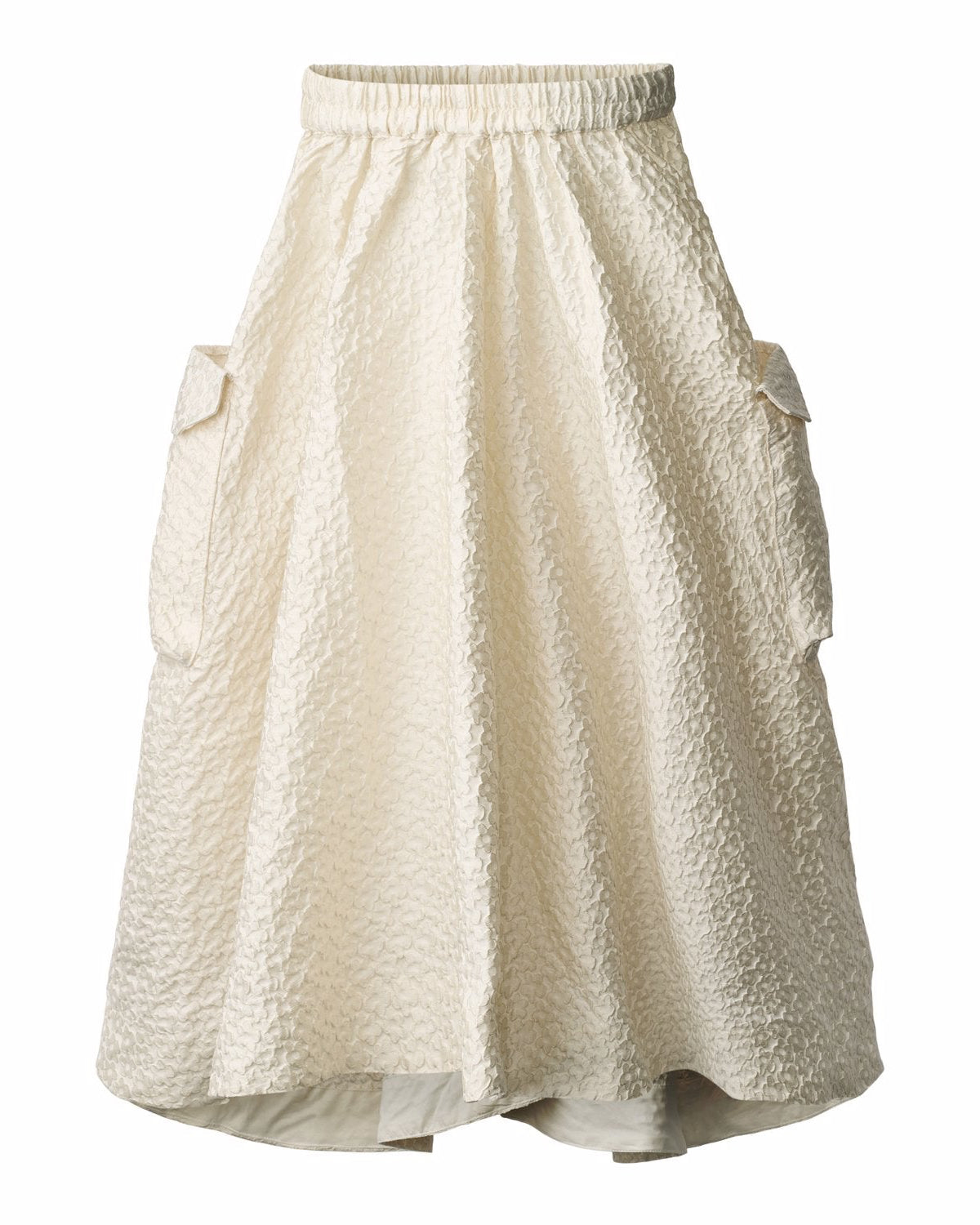 Beige textured skirt on a white background