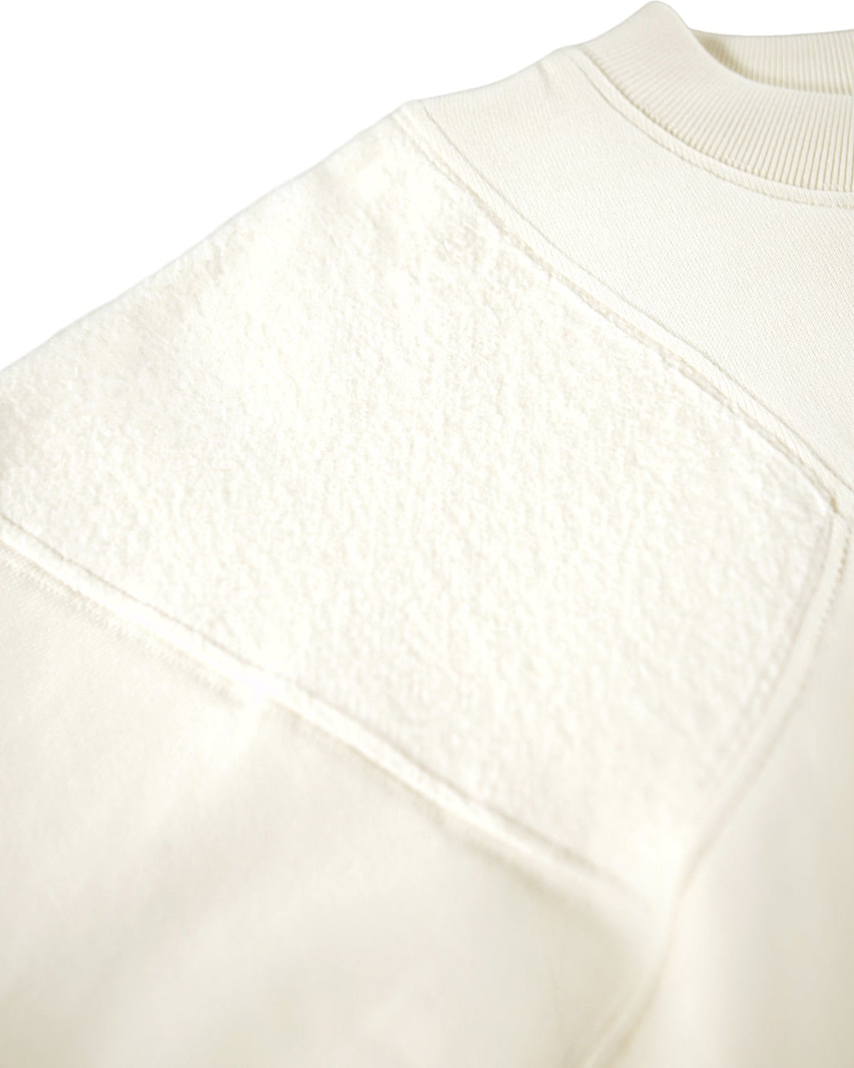 Close-up of a white sweater with a pocket on a white background