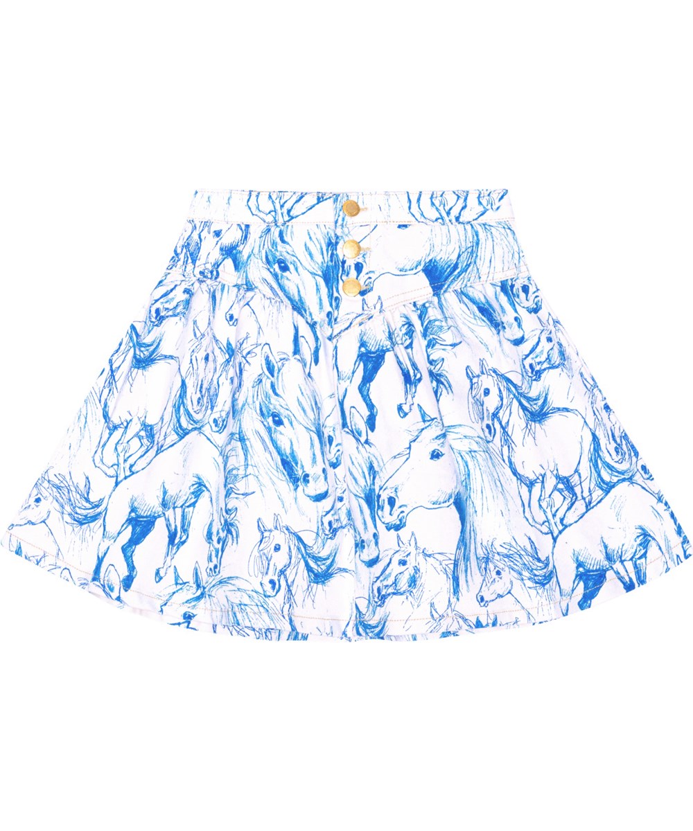 Betsy Skirt Blue Horses for girl
