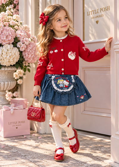 Embroidered Denim Kitty Skort