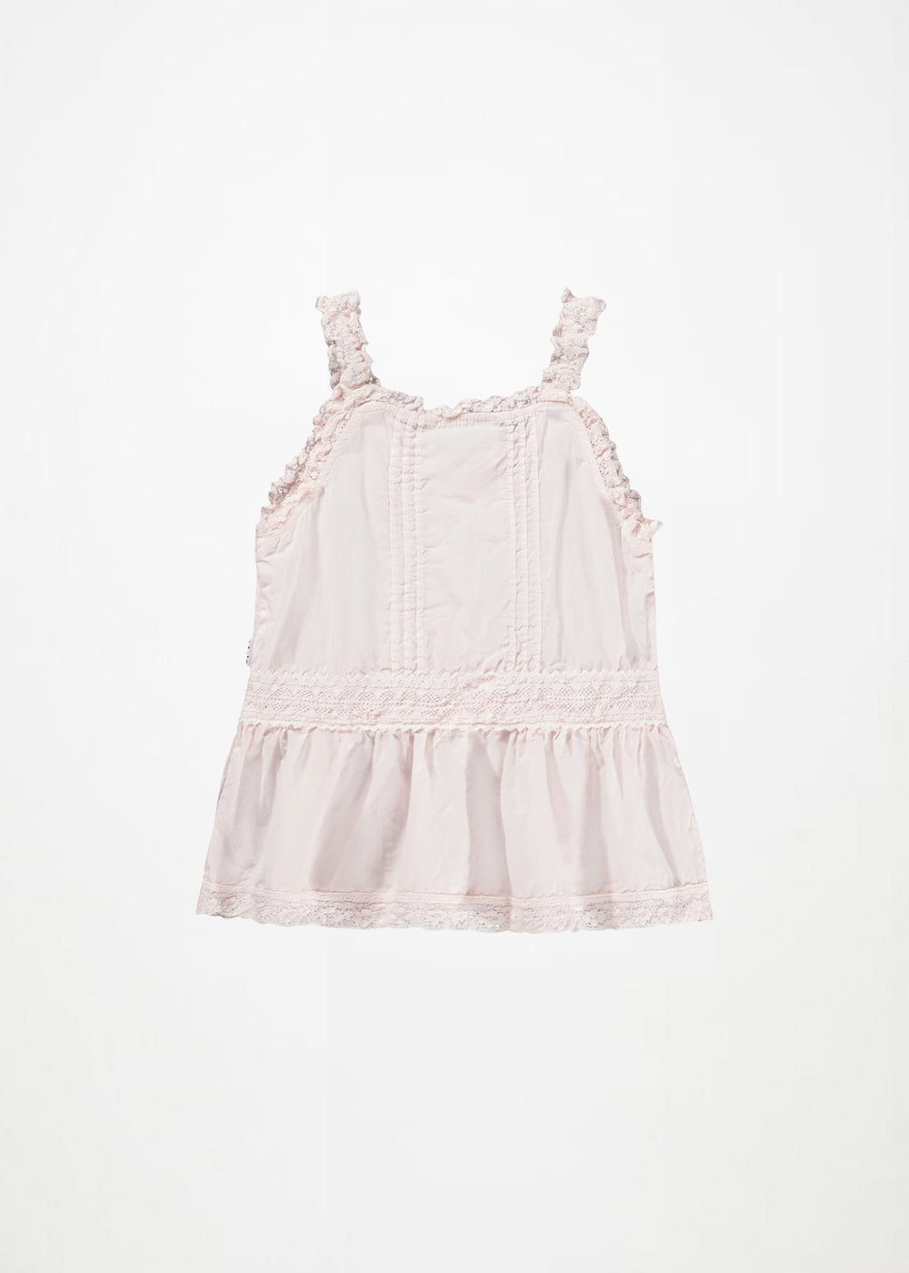 Light pink lace top on a white background