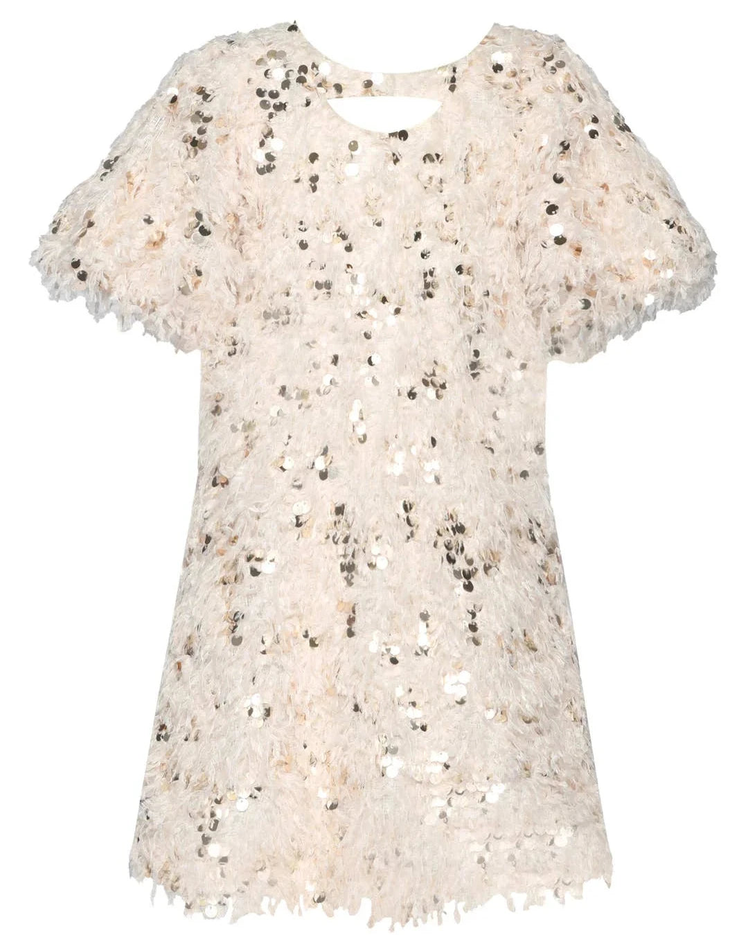 White sequin top on a white background