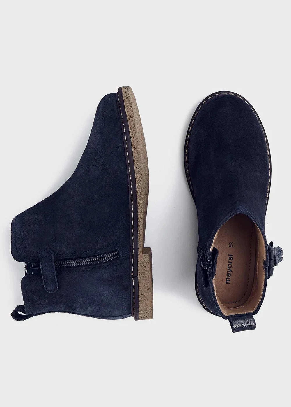 Girls Navy Blue Leather Boots
