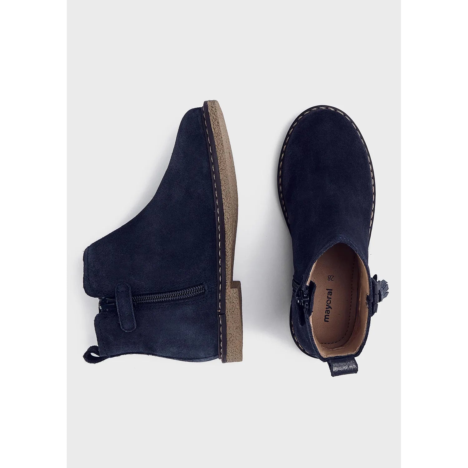 Girls Navy Blue Leather Boots