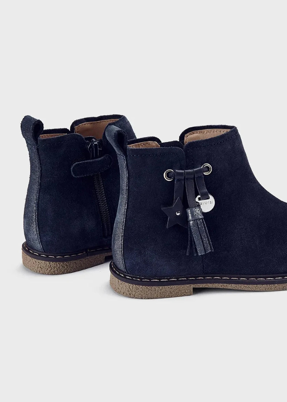 Girls Navy Blue Leather Boots