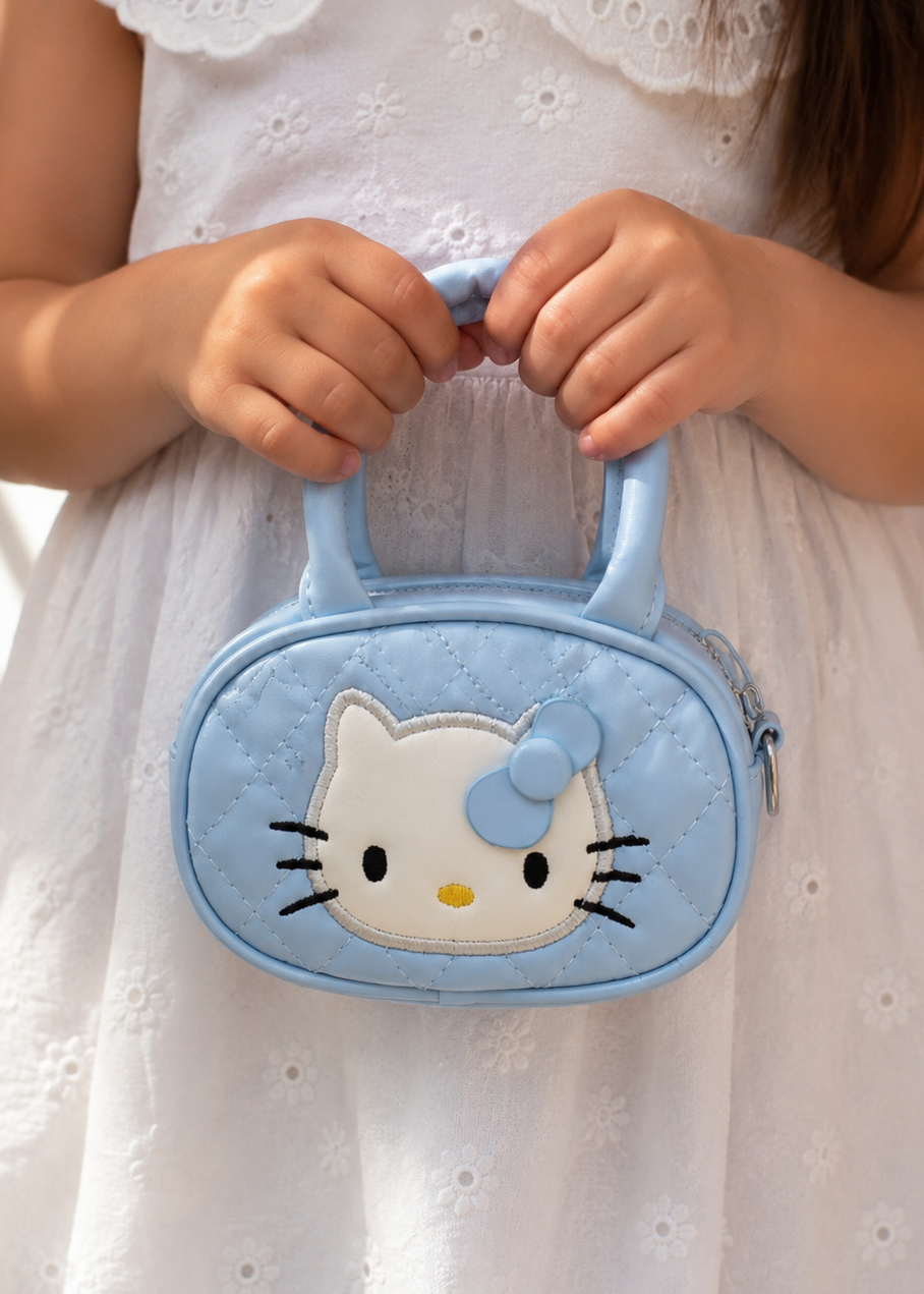Blue Quilted Kitty Handbag