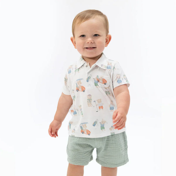 Golfing Teddy Bears Polo with Casual Shorts