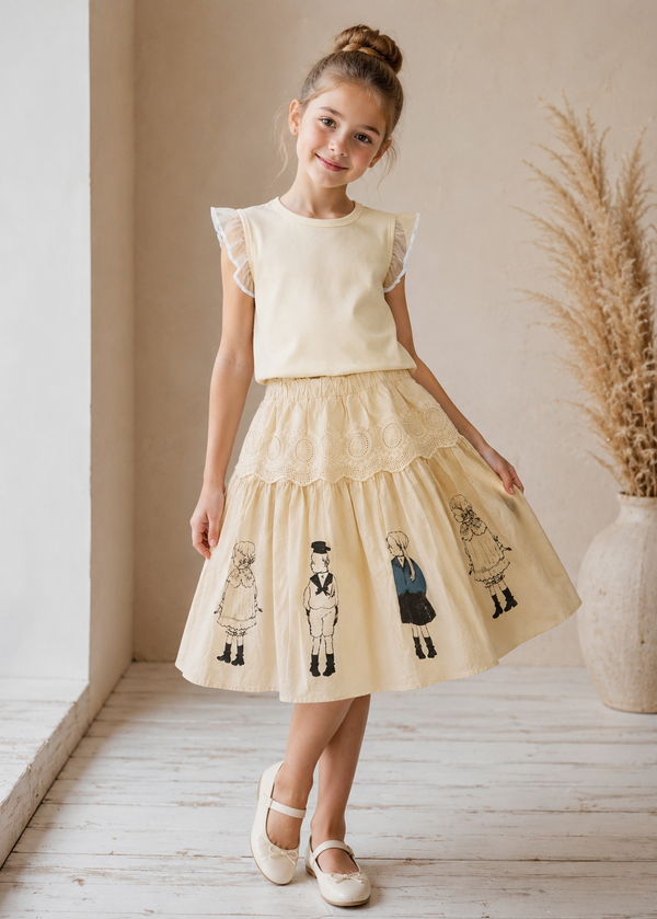 Vintage Story Cream Skirt