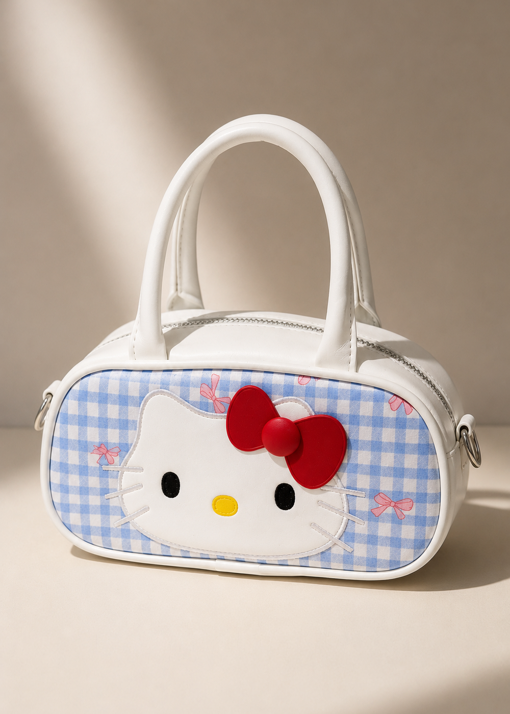 Blue Gingham Kitty Handbag