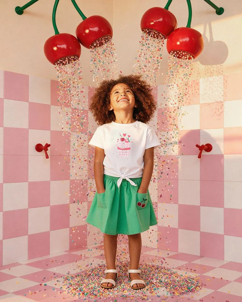 Golf Green Skort With Embroidered Cherries