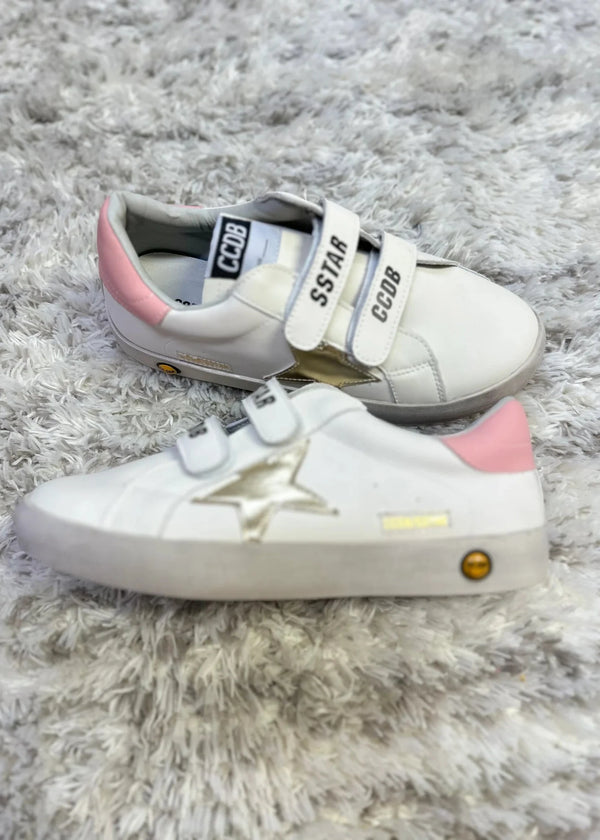 Gold Star Pink Heel Velcro Sneakers