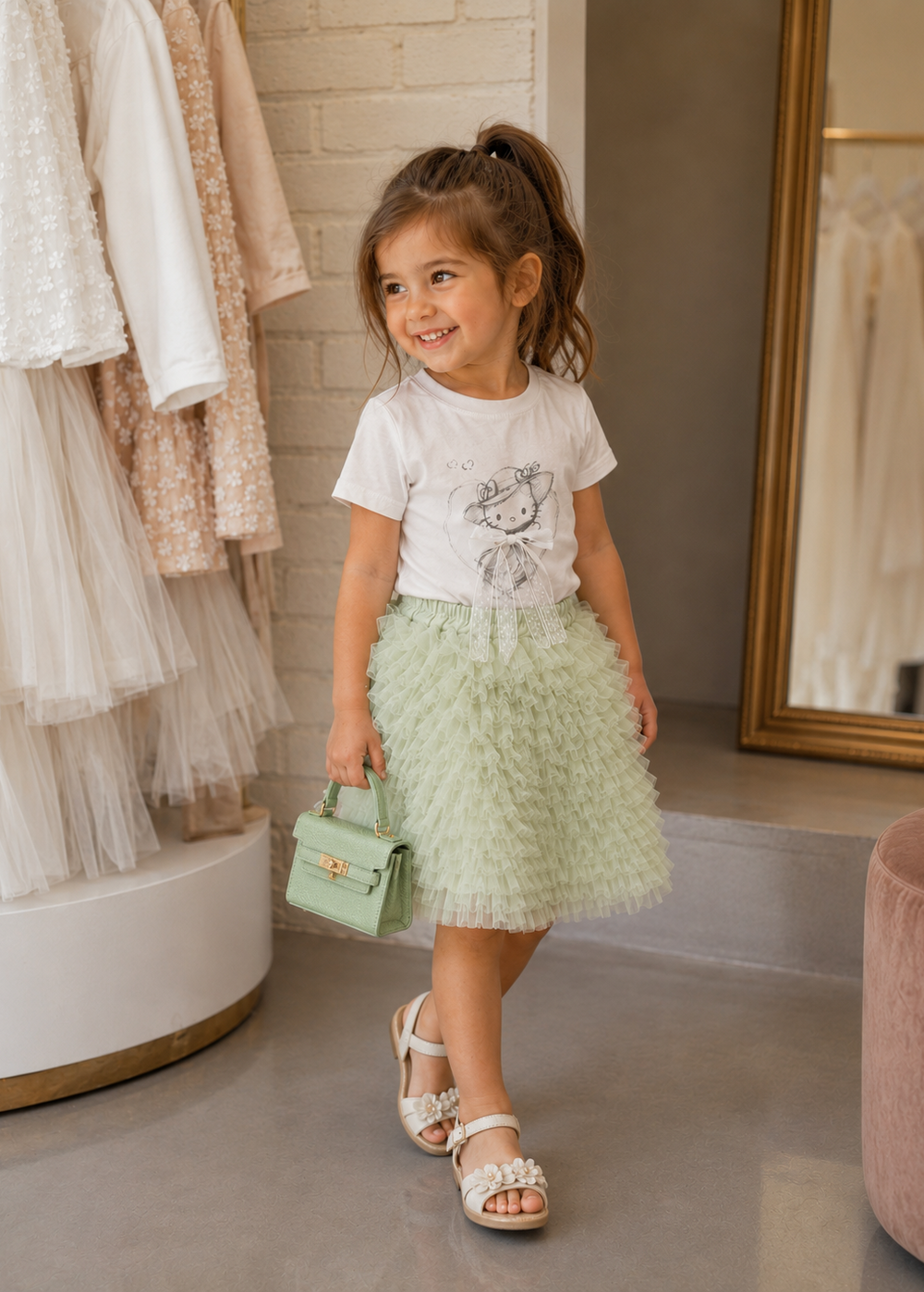 Green Ruffle Tulle Skirt