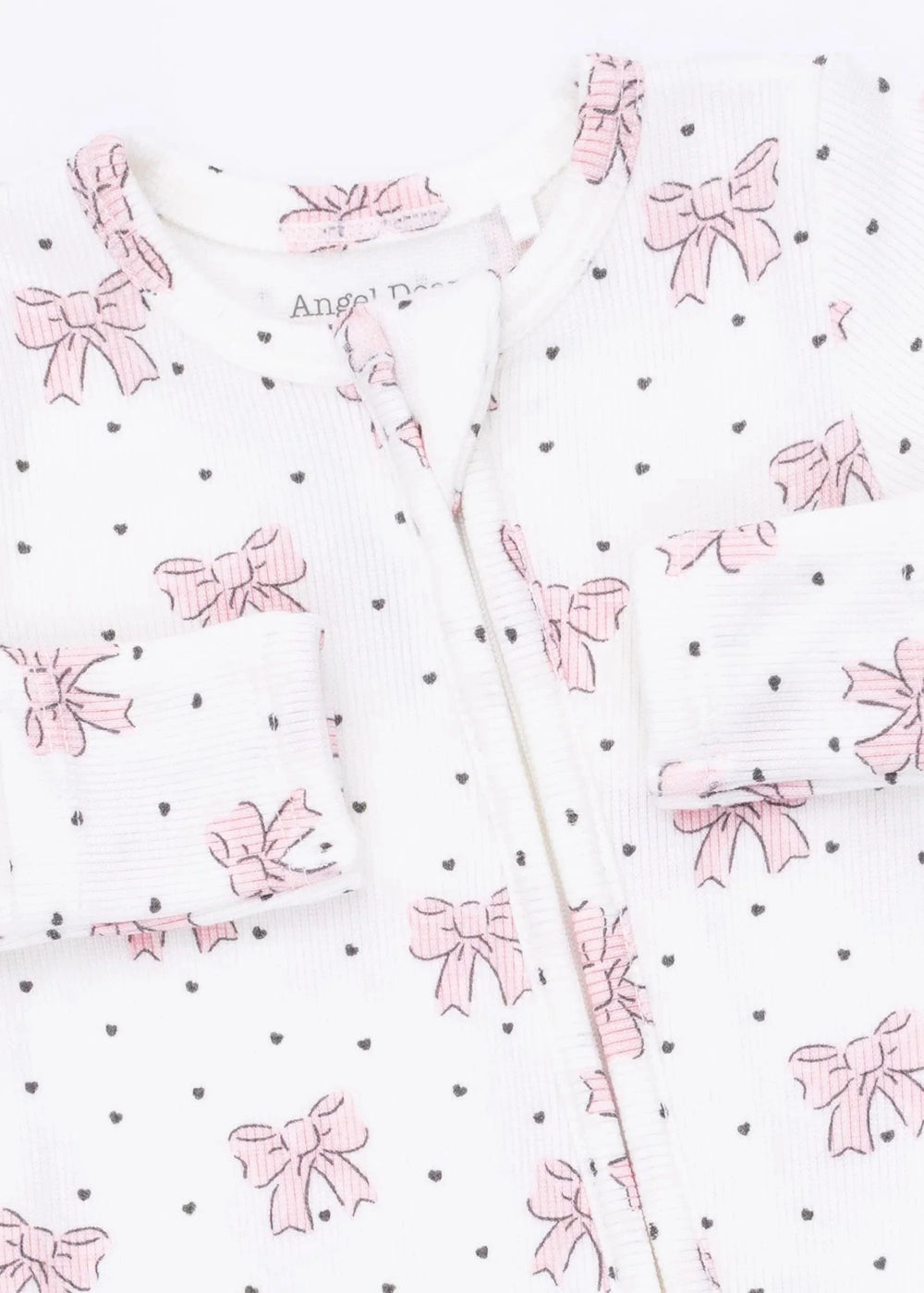 Bows & Hearts - 2 Way Ruffle Back Zipper Footie